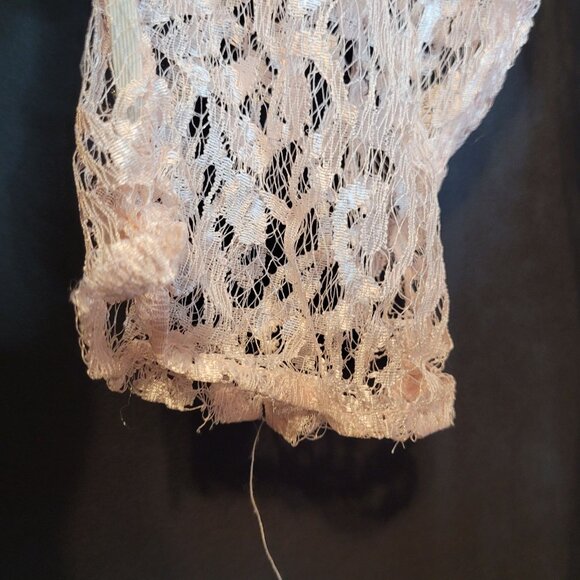 Vintage Pink Lace Blouse Top Surplice Sheer Drop Waist Sugar Free - Picture 5 of 11